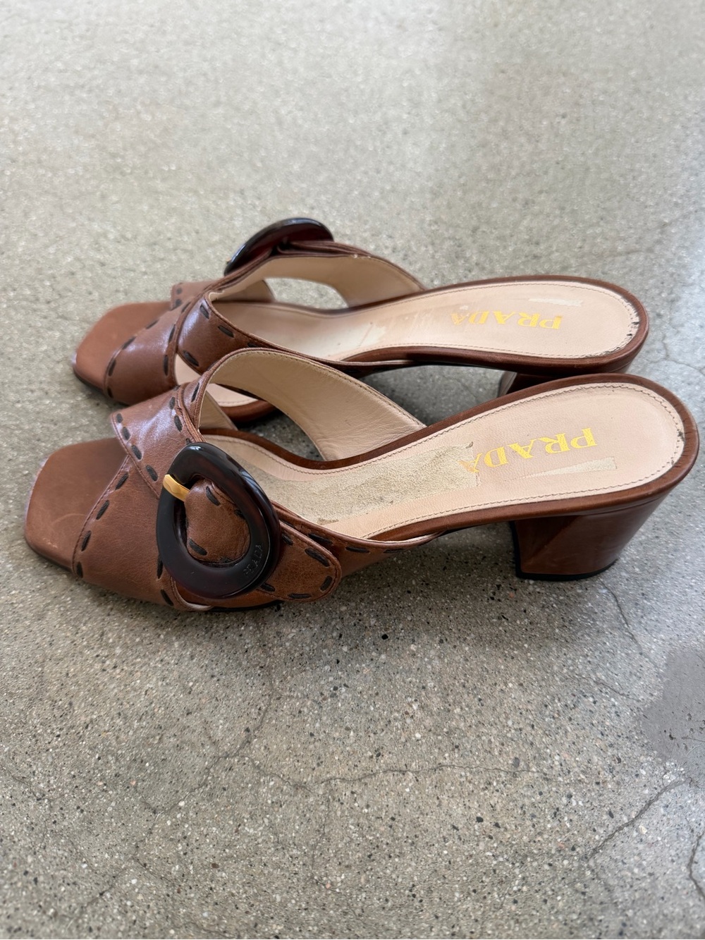 Prada Brown Leather Mules - Picture 5 of 7